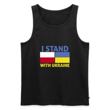 poland Stand With Ukrain I Stand With Ukraine - Men's Premium Organic Tank Top - black - Front - Michal (187cm)