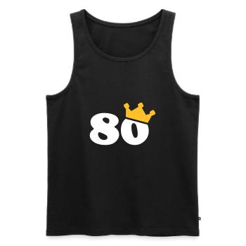 80 Krone 80. Geburtstag 80 Jahre - Männer Premium Bio Tank Top - Schwarz - Vorne - AI Model Male 178 light (178cm)