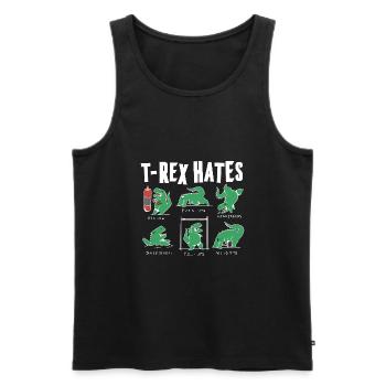 Funny T Rex Hates Boxing, Push UP, Pull ups - Men's Premium Organic Tank Top - black - Front - AI Model Male 178 light (178cm)