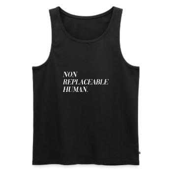 Non Replaceable Human - Männer Premium Bio Tank Top - Schwarz - Vorne - AI Model Male 178 light (178cm)