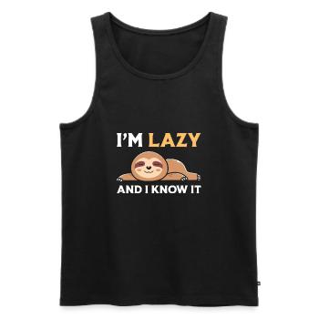 I'm Lazy and I know it - Men's Premium Organic Tank Top - black - Front - Michal (187cm)
