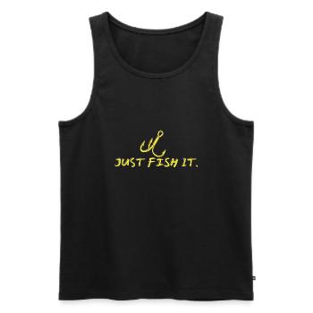 T-shirt d’ange - il suffit de le pêcher. - avec hameçon de pêche - Débardeur bio Premium Homme - noir - Devant - AI Model Male 178 light (178cm)