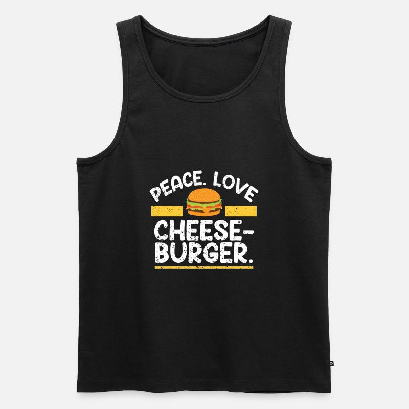 peace love cheeseburger - Männer Premium Bio Tank Top - Schwarz