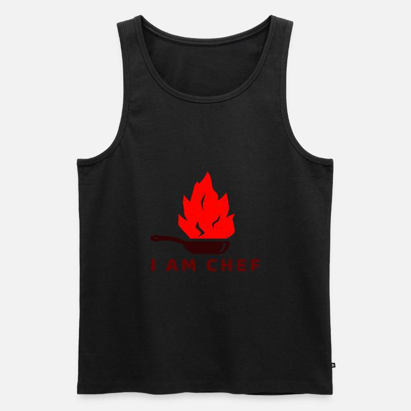 I am Chef Logo - Männer Premium Bio Tank Top - Schwarz