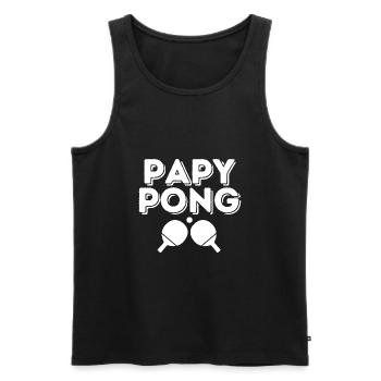 PAPY PONG - TENNIS DE TABLE FAMILLE HUMOUR - Débardeur bio Premium Homme - noir - Devant - Michal (187cm)