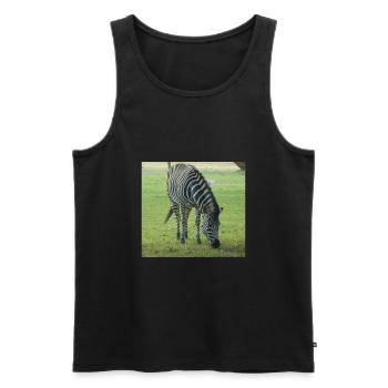 Close up of Zebra - Men's Premium Organic Tank Top - black - Front - AI Model Male 178 light (178cm)