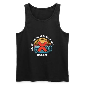 Gen X - Raised on Hose Water and Neglect - Men's Premium Organic Tank Top - black - Front - AI Model Male 178 light (178cm)