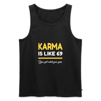 Le karma est comme 69 - Débardeur bio Premium Homme - noir - Devant - AI Model Male 178 light (178cm)