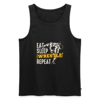 Eat Sleep Wrestle Repeat - Ringer Ringen Ringerin - Männer Premium Bio Tank Top - Schwarz - Vorne - AI Model Male 178 light (178cm)