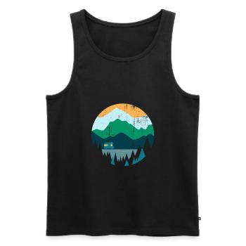 Reisefieber Camper Berge Natur Souvenir Geschenk - Männer Premium Bio Tank Top - Schwarz - Vorne - Michal (187cm)