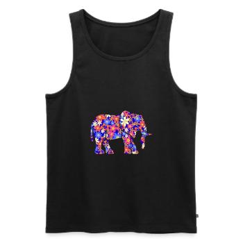 Elefant Bunt Blumen - Männer Premium Bio Tank Top - Schwarz - Vorne - AI Model Male 178 light (178cm)