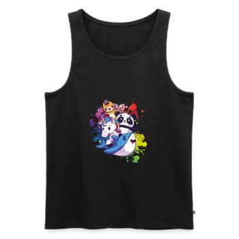 SüßeTiere - Panda, Katze, Einhorn, Hai - Männer Premium Bio Tank Top - Schwarz - Vorne - AI Model Male 178 light (178cm)