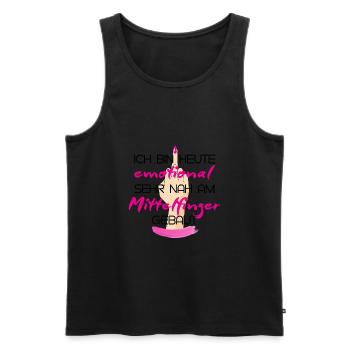 emotional am Mittelfinger Shirt Geschenk - Männer Premium Bio Tank Top - Schwarz - Vorne - Michal (187cm)