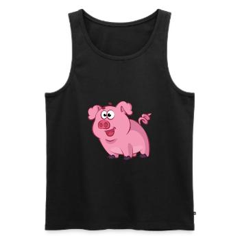 Cadeau de cochon avec un animal porcin · Porcinet - Débardeur bio Premium Homme - noir - Devant - Michal (187cm)