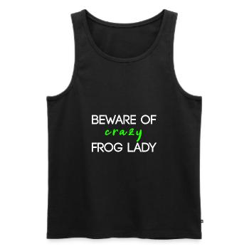 beware of crazy frog lady - Men's Premium Organic Tank Top - black - Front - AI Model Male 178 light (178cm)