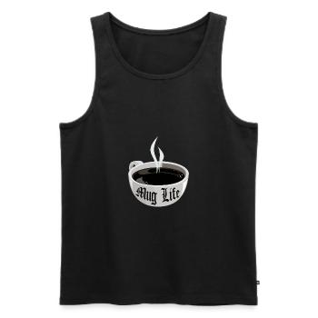 Mug Life (Pun) - Männer Premium Bio Tank Top - Schwarz - Vorne - AI Model Male 178 light (178cm)