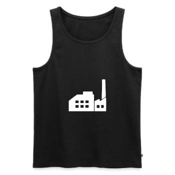 Eine weiße Fabrik im Industriegebiet - Männer Premium Bio Tank Top - Schwarz - Vorne - AI Model Male 178 light (178cm)