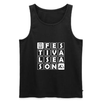 Festival Season - Men's Premium Organic Tank Top - black - Front - AI Model Male 178 light (178cm)