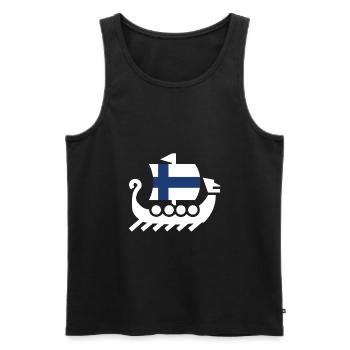 Finnland Landesfarben Drakkar Schiff Geschenk - Männer Premium Bio Tank Top - Schwarz - Vorne - Michal (187cm)