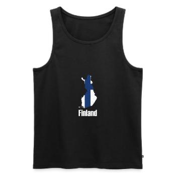 Finland Finlande carte nationale cadeau national - Débardeur bio Premium Homme - noir - Devant - AI Model Male 178 light (178cm)