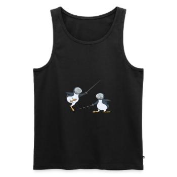 Fechten Treffer im Sprung Geschenk Idee - Männer Premium Bio Tank Top - Schwarz - Vorne - AI Model Male 178 light (178cm)