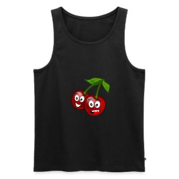 Funny summer fruits cherry - Men's Premium Organic Tank Top - black - Front - AI Model Male 178 light (178cm)