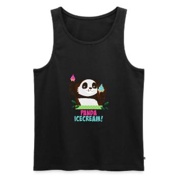 Panda mit Eiscreme - Männer Premium Bio Tank Top - Schwarz - Vorne - AI Model Male 178 light (178cm)