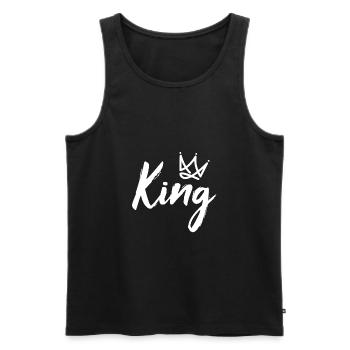 Paar Partnerlook King - Männer Premium Bio Tank Top - Schwarz - Vorne - Michal (187cm)