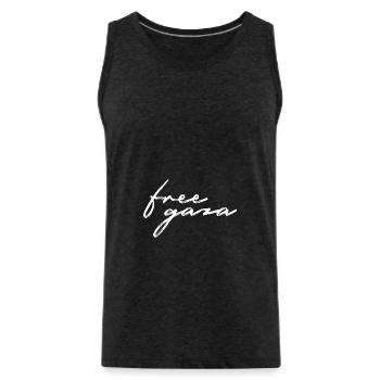 Free Gaza Fineline - Männer Premium Bio Tank Top - Anthrazit - Vorne - Alexander (188cm)