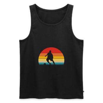 Joueur de football cadeau de silhouette de style rétro - Débardeur bio Premium Homme - noir - Devant - Michal (187cm)
