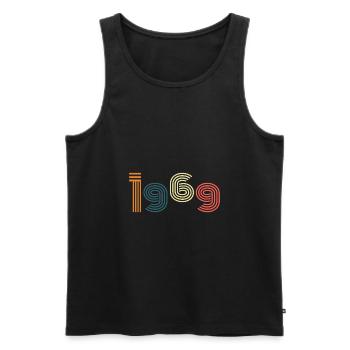 Cadeau d'anniversaire de style vintage 1969 - Débardeur bio Premium Homme - noir - Devant - AI Model Male 178 light (178cm)