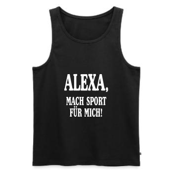 Alexa mach Sport für mich. - Männer Premium Bio Tank Top - Schwarz - Vorne - Michal (187cm)
