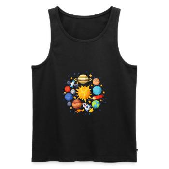 planeten, sonne, erde, pantene, universum - Männer Premium Bio Tank Top - Schwarz - Vorne - AI Model Male 178 light (178cm)