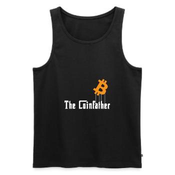 The Coinfather - Men's Premium Organic Tank Top - black - Front - AI Model Male 178 light (178cm)