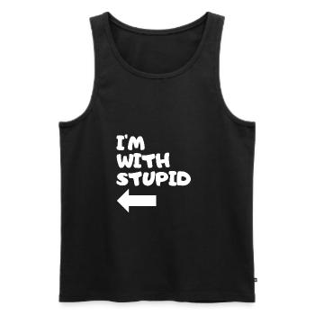I'm With Stupid Funny Comic Joke Shirt - Männer Premium Bio Tank Top - Schwarz - Vorne - AI Model Male 178 light (178cm)