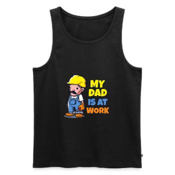 Mein Vater ist bei der Arbeit - Männer Premium Bio Tank Top - Schwarz - Vorne - AI Model Male 178 light (178cm)