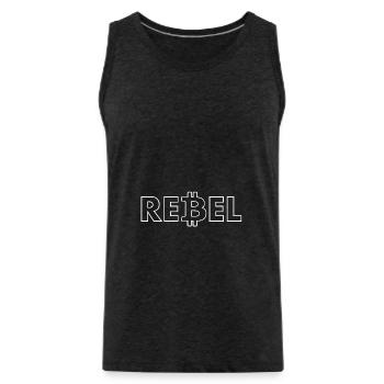 Bitcoin Rebel - Men's Premium Organic Tank Top - charcoal grey - Front - Alexander (188cm)