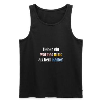 Warmes Bier - Männer Premium Bio Tank Top - Schwarz - Vorne - AI Model Male 178 light (178cm)