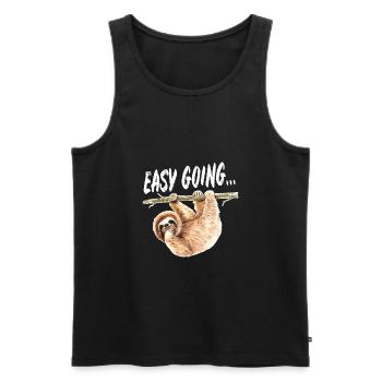 Sloth easy going t shirt - Men's Premium Organic Tank Top - black - Front - AI Model Male 178 light (178cm)