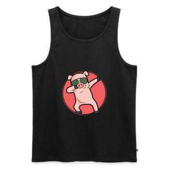 Dabbing Pic Pig dab cool dance move - Men's Premium Organic Tank Top - black - Front - AI Model Male 178 light (178cm)