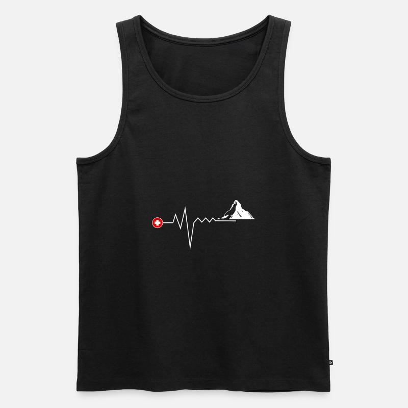 Switzerland Heartfrequence Geschenk - Männer Premium Bio Tank Top - Schwarz