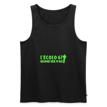 L'ÉCOLO GÎT QUAND NUL N'AGIT ! - Jeux de Mots - Débardeur bio Premium Homme - noir - Devant - Michal (187cm)
