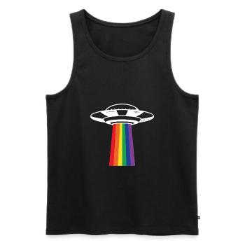 Don des droits de l'homme UGB lgbt - Débardeur bio Premium Homme - noir - Devant - AI Model Male 178 light (178cm)
