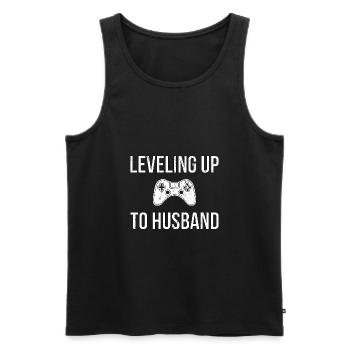 Leveling up to Husband Geschenk - Männer Premium Bio Tank Top - Schwarz - Vorne - AI Model Male 178 light (178cm)