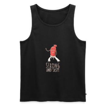 Strong and Tasty Karate Wurst Geschenk - Männer Premium Bio Tank Top - Schwarz - Vorne - AI Model Male 178 light (178cm)