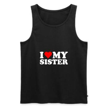 I love my Sister cadeau - Débardeur bio Premium Homme - noir - Devant - Michal (187cm)