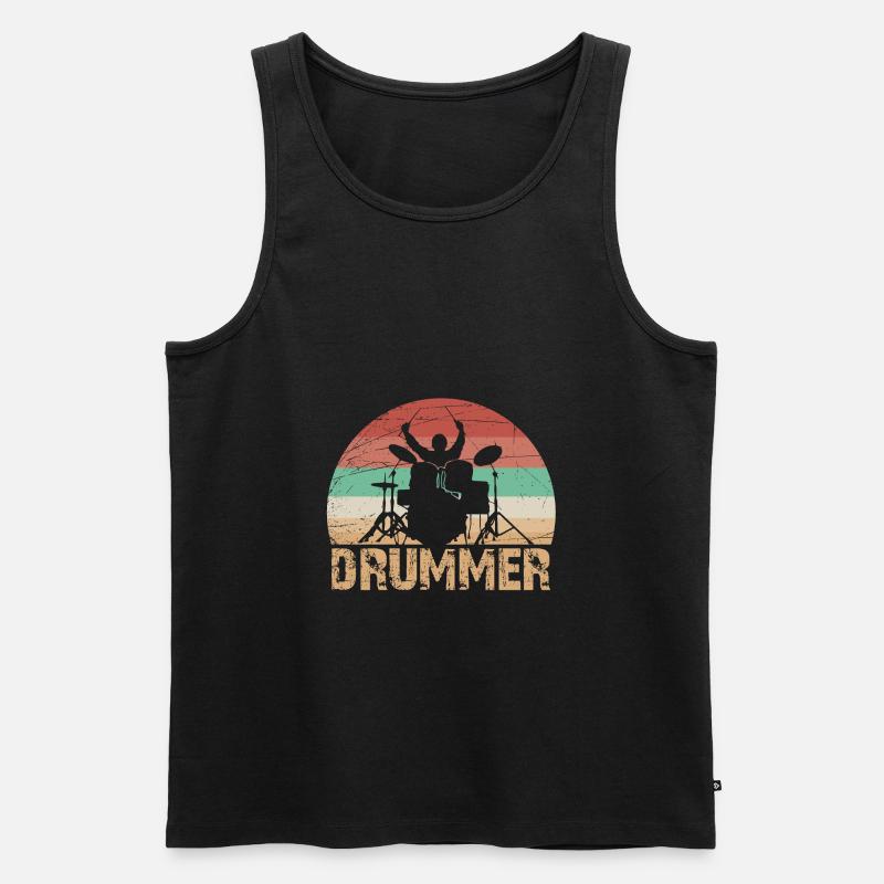 DRUMMER - Männer Premium Bio Tank Top - Schwarz