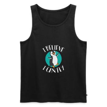 i believe i can fly penguin funny gift idea - Men's Premium Organic Tank Top - black - Front - AI Model Male 178 light (178cm)