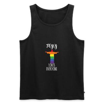 Jésus aime tout le monde cadeau - Débardeur bio Premium Homme - noir - Devant - Michal (187cm)