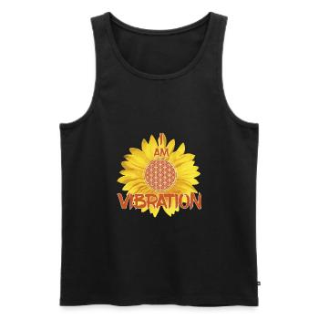 I AM VIBRATION - Männer Premium Bio Tank Top - Schwarz - Vorne - AI Model Male 178 light (178cm)